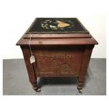 Antique needlework top commode box