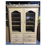 Two piece Ethan Allen display music cabinet