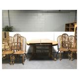 Trestle base wood table dining set