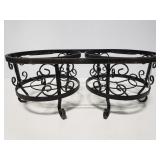 Wrought iron double plant stand