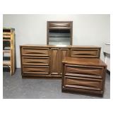 Mid century dresser w/ mirror and nightstand