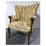 Retro yellow gold upholstered arm chair