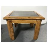 Glass top wood square end table