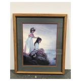 Girls by seaside framed art print
