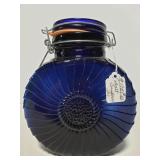 Old cobalt blue bail top sunflower jar