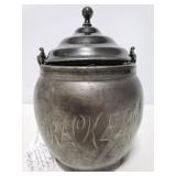 Antique Columbian Silver Co. Etched cracker jar