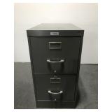 Two drawer gray metal filing cabinet