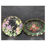 Decorative glass tray pair