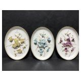 Lefton 3D flower plaque trio