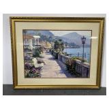 Lakeside village painting