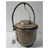 Silverplate & milk glass ice bucket