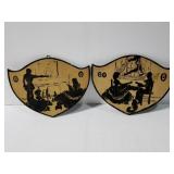 Two piece wood silhouette wall plaques