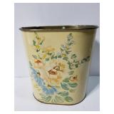 Vintage floral metal waste can