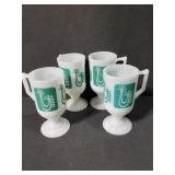 White & real 4-piece rooster mugs set