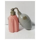 Antiquepink glass perfume atomizer bottle