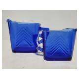 Small cobalt blue glass pitchers