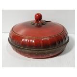 Vintage lidded tin sewing caddy