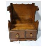 Antique wood cookbook and recipe shelf