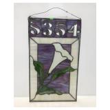 Stained glass floral address number sign