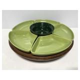 Vintage chips & set w/ rotating wood tray
