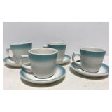 Set of 4 Buffalo China restaurant cups & saucers