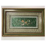 Silk embroidered Asian framed art