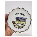 Small " God bless our camper" novelty plate