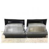 Two aluminum exterior lamps