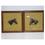 Framed embroidered horse pair