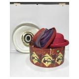 Hat box w/ assortment of ladies hats