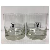 Playboy cocktail rocks glass pair