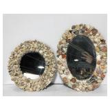 Pair of handcrafted shell mirrors