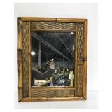 Vintage rattan wall mirror