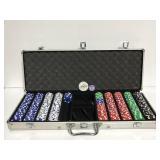 Poker chip set in long case