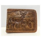 Vintage brown leather deer wallet