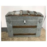 Antique turquoise hump top steamer trunk