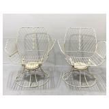 Pair of retro metal swivel patio rocking chairs