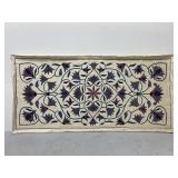 Large mounted hand sewn quilted fabric tapestry
