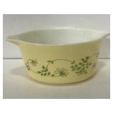 Pyrex mixing bowl- yellow with green decoration