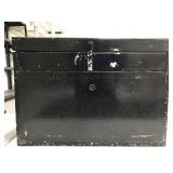 Vintage tool box with wood drawers and contents