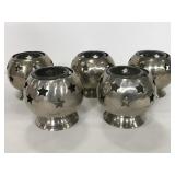 Five metal star globe small tea light holders