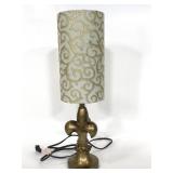 Gold toned painted table lamp with sparkly shade