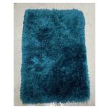Teal shag carpet rug 27x42 in.