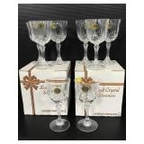Eight lead crystal stemware glasses with boxes