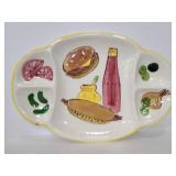 Ceramic serving tray hamburger/ hotdog themed