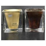 Vetreria Lux pair of heavy glass candle holders
