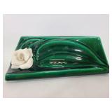Green pottery floral planter