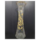 Gold painted glass tall vase