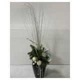 Black Haegar pottery ceramic vase w/ greenery