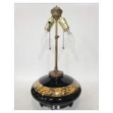 Vintage black and gold glass double bulb lamp